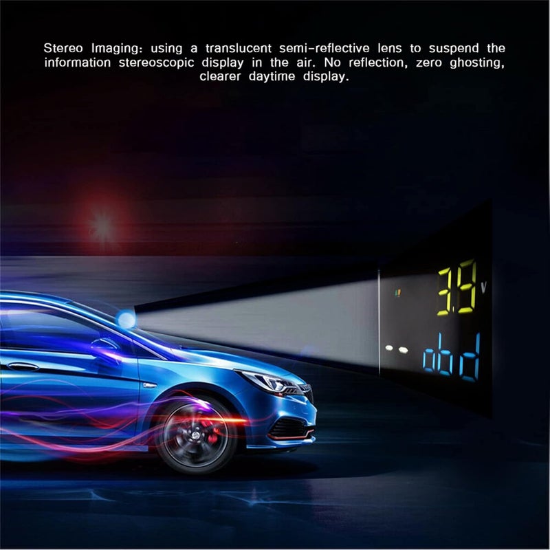 EIMSOAH Car HUD Display for OBD GPS, Universal Large Screen Car Head-Up Display with Overspeed Warning and Stereo Imaging - Image 3